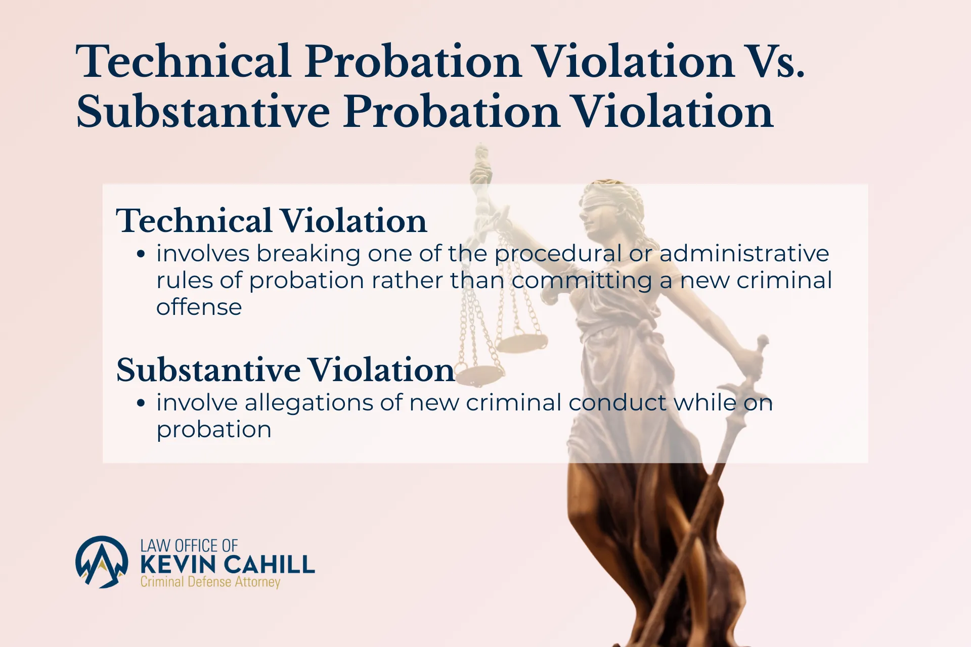 Infographic describing the differences between technical probation violations and substantive probation violations